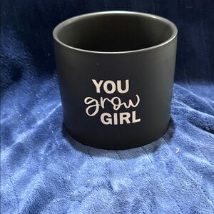 Black Ceramic Planter - "You Grow Girl"